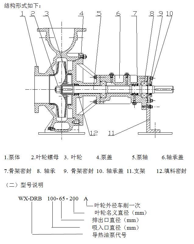 WX-DRB型系列導(dǎo)熱油結(jié)構(gòu)圖型號(hào)說(shuō)明
