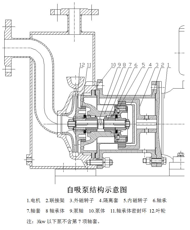 自吸式磁力泵結(jié)構(gòu)示意圖